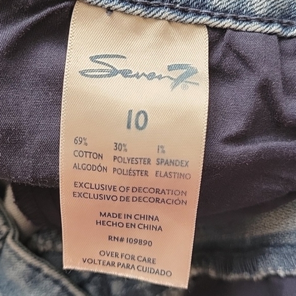 Seven7 Womens Medium Wash Distressed Cutoff Denim Shorts - Size 10 - Picture 10 of 11